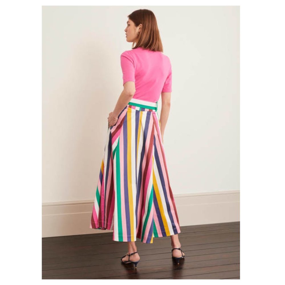 Boden Brooke Blue and Formica Stripe Belted Skirt - Picture 4 of 13